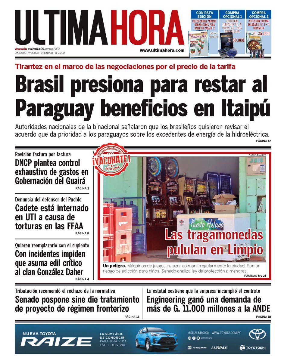 UltimaHoracom's tweet photo. ¡Buenos días! Esta es la portada #UHPy de este miércoles con los siguientes títulos principales: https://t.co/T4eh7wTIFo