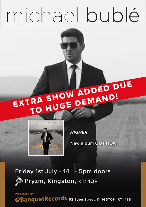 MichaelBuble's tweet photo. The first @pryzm_kingston show SOLD OUT in minutes! A second show has been added on July 1st at 5:00pm. Get your tickets TONIGHT at 7:00pm bst!
https://t.co/z8lUn0bGZq https://t.co/KFcO26wdAQ
