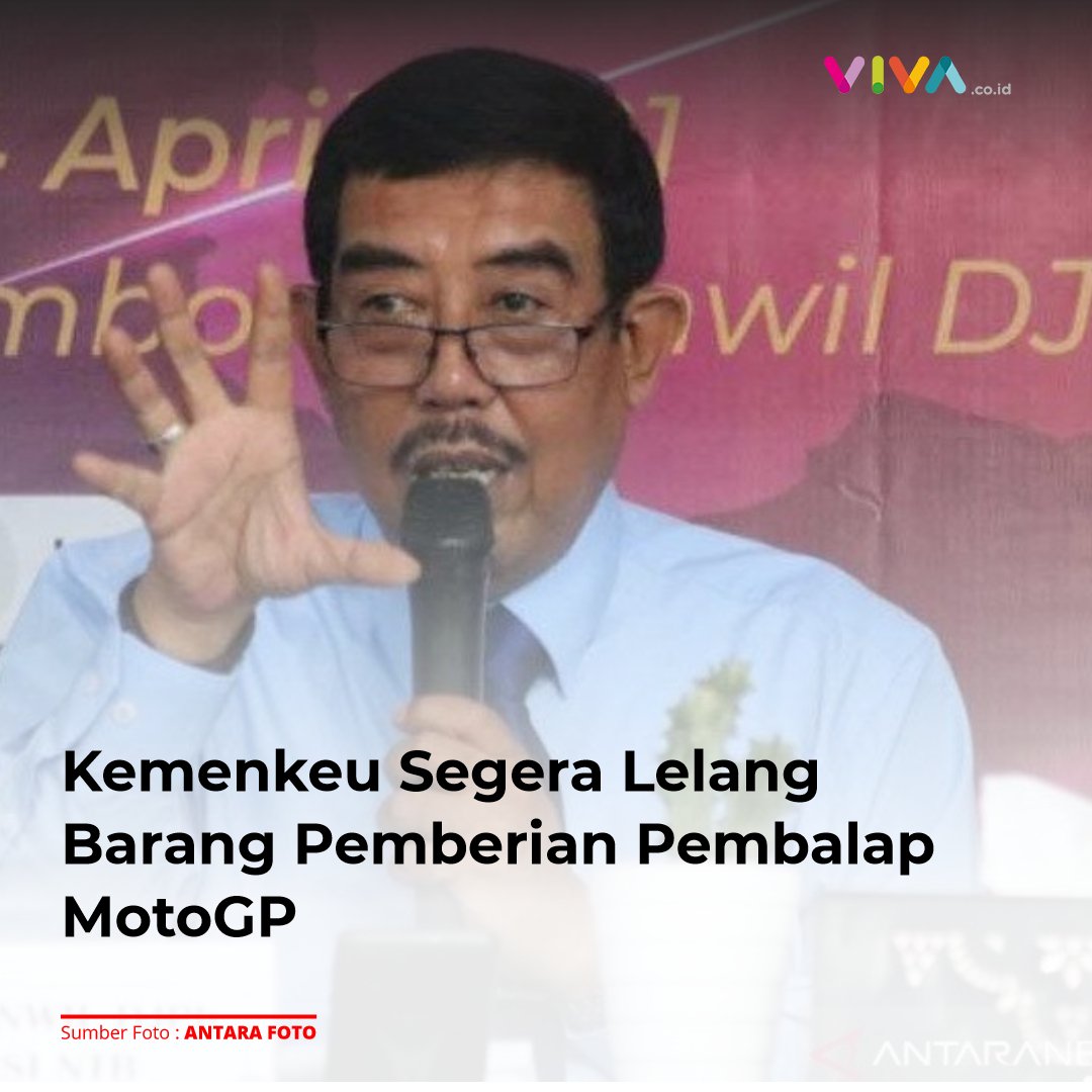 VIVAcoid's tweet photo. Kementerian Keuangan (Kemenkeu), segera melelang barang-barang yang diberikan kepada para penonton oleh para pembalap saat penyelenggaraan MotoGP, di Pertamina Mandalika International Street Circuit di Kabupaten Lombok Tengah, NTB, pada 18-20 Maret 2022.

https://t.co/H6Egmx13n1 https://t.co/fpaDfiG0P9