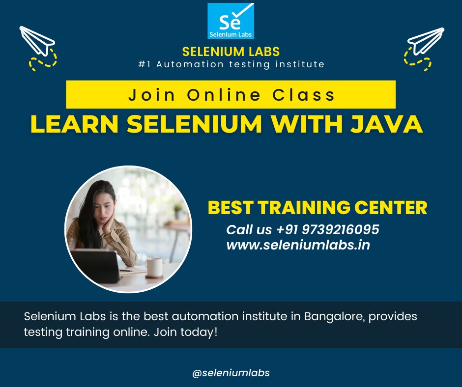 sleniumclasses's tweet image. Selenium with Java tutorials designed by Selenium Labs for all levels of students from beginners to professionals. Courses are purely designed by experts having a year of experience in the IT industry. Get more information here; seleniumlabs.in/courses/seleni…
#seleniumlabs