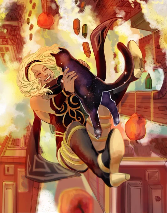 fall, fall, fall, fall... 🍎

my addition to the #gravitymemorieszine #GRAVITYRUSH 🐈‍⬛ 
