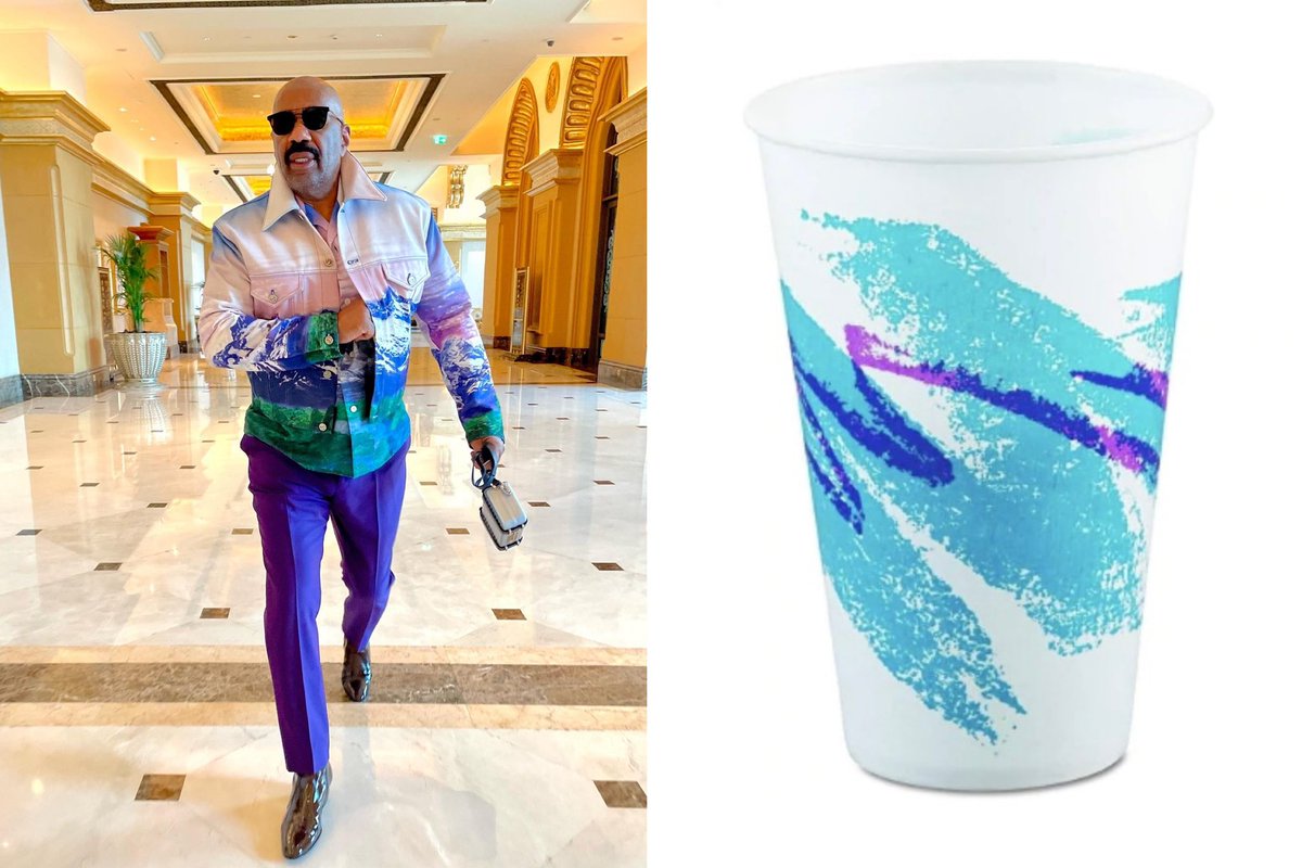 JONxBLAZE's tweet photo. @IAmSteveHarvey @acozygirl Steve Harvey out here looking like a drinking cup from the dentist office. 🔥 https://t.co/LkhmS8Tz4S
