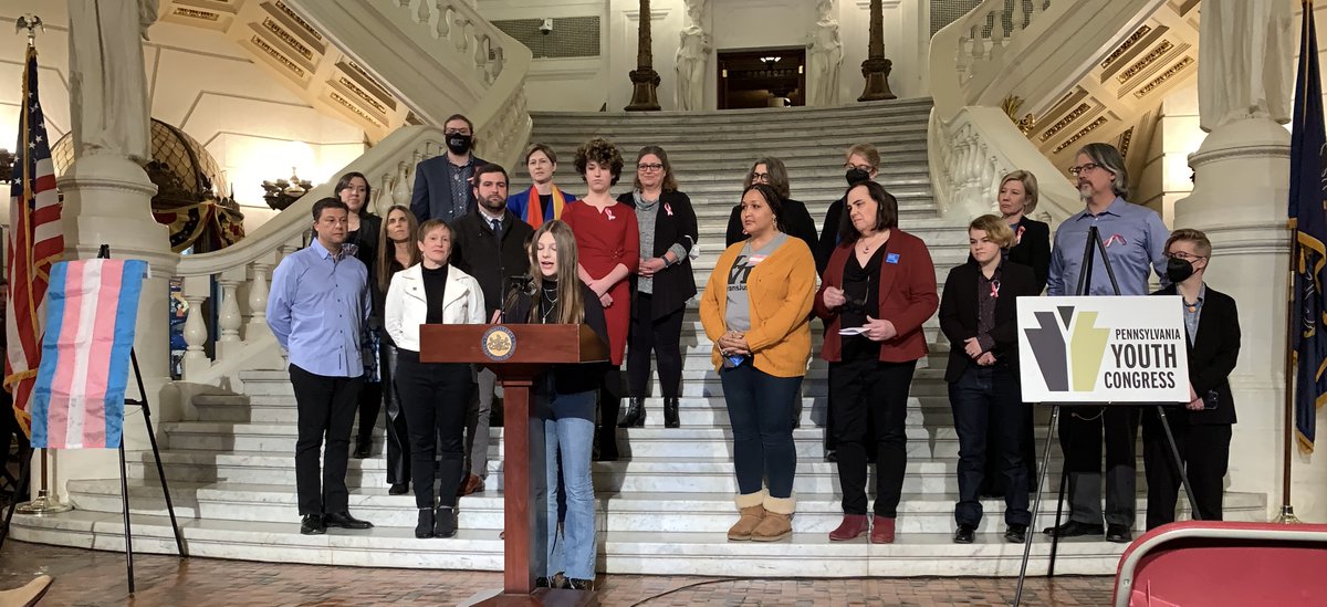 payouthcongress's tweet image. Today the House Education Committee voted to advance HB 972, a bill that would effectively prohibit trans girls from school athletics. We hosted a lobby day and a press conference to send the message that this attack on trans kids is unnecessary, cruel, and stops here.