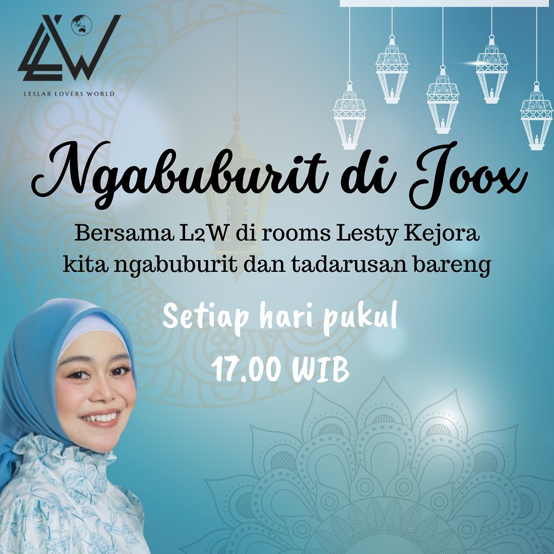 Jangan lupa ikutan ngabuburit di <a href="/JOOX_ID/">JOOX Indonesia</a> selama bulan puasa hanya di room Lesti!💙

#leslar
#l2w 
#ngabuburitbarengl2w