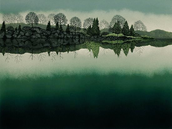 womensart1's tweet image. 'Dark Water' stone lithograph, by contemporary Canadian printmaker Elisabeth Sommerville #WomensArt