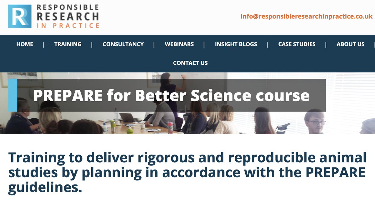 Please spread the word about our course on how to prepare for rigorous and reproducible animal studies. Three half-days, 26-28 April: responsibleresearchinpractice.co.uk/prepare-for-be…  - how the PREPARE guidelines can advance the #3Rs, animal welfare and increase reproducibility norecopa.no/PREPARE