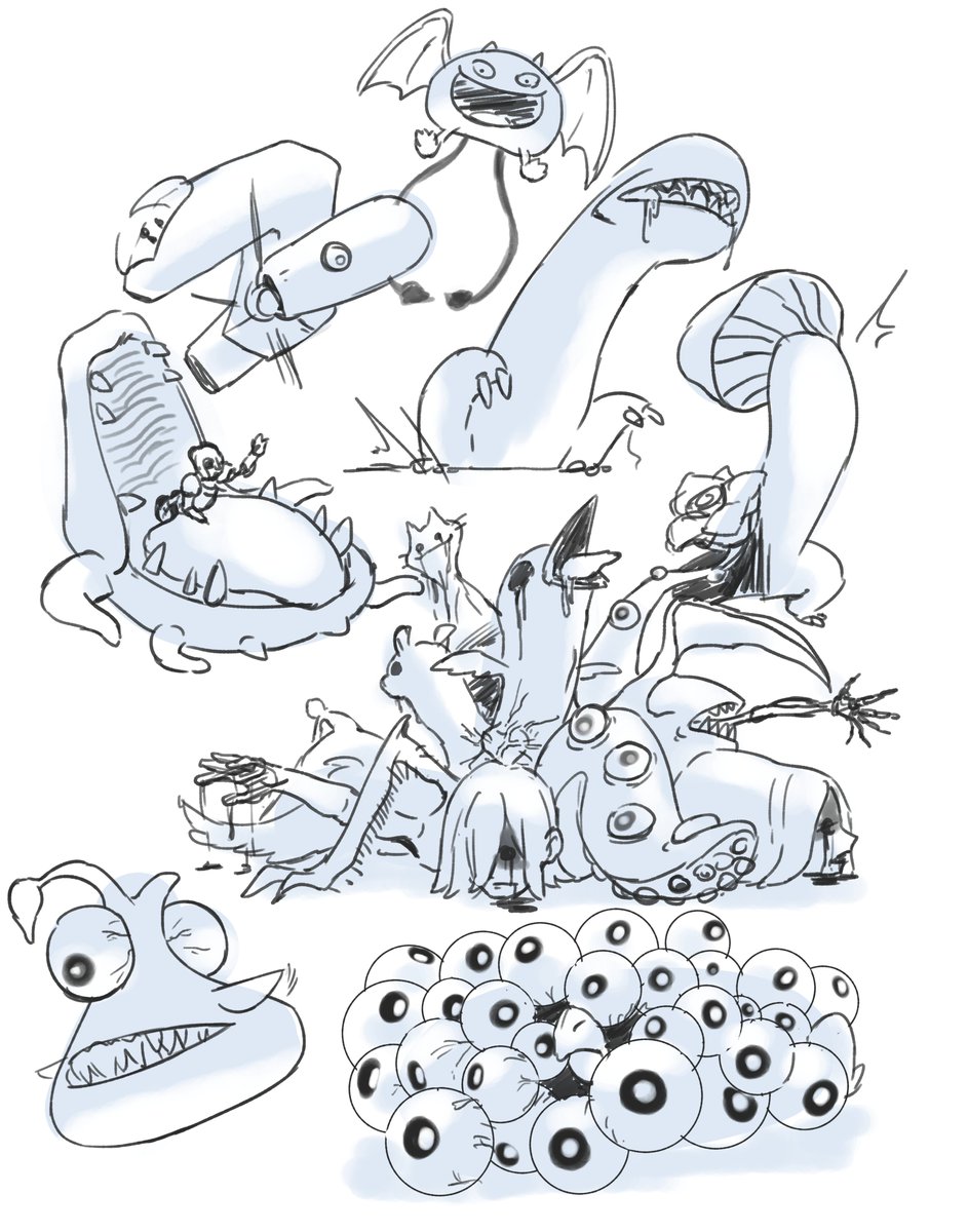 006
Too sleepy to draw a bit more detailed artwork, so I tried to draw some gross monsters