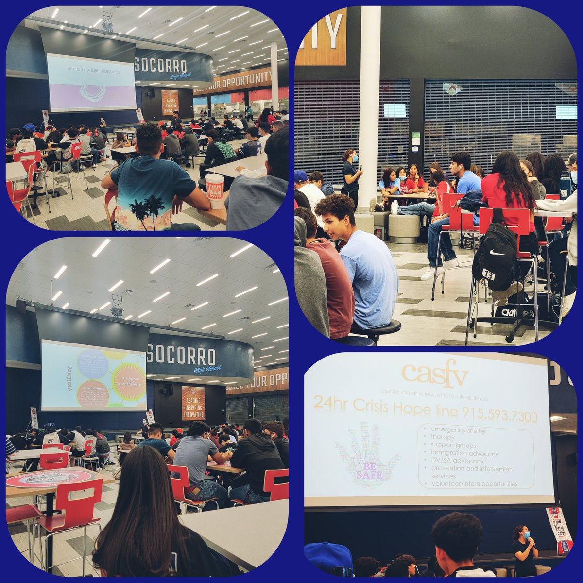 Nydia Carrizoza Taylor (@ncarri77) on Twitter photo Promoting healthy realtionships with our Socorro HS athletes! Thank you <a href="/casfvep/">casfvep</a> for the insightful presentation.
#BulldogNation 💙❤️
<a href="/ahalatyn_SHS/">Andrew Paul Halatyn</a> <a href="/CISElPaso/">Communities In Schools of El Paso</a> @FGerardo_SHS @CISEstrella_SHS Promoting healthy realtionships with our Socorro HS athletes! Thank you <a href="/casfvep/">casfvep</a> for the insightful presentation.
#BulldogNation 💙❤️
<a href="/ahalatyn_SHS/">Andrew Paul Halatyn</a> <a href="/CISElPaso/">Communities In Schools of El Paso</a> @FGerardo_SHS @CISEstrella_SHS