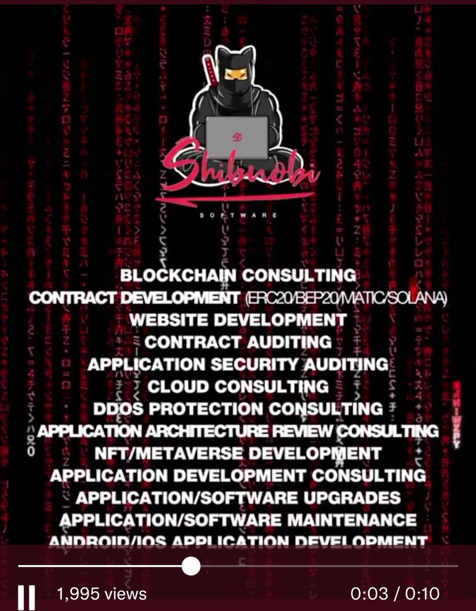 shekarsri1986's tweet photo. Introducing #ShibnobiSoftware! 📢🥷🔥 #Shibnobi will be offering these services!
This will be greatly beneficial for other projects and the #ShibnobiEcosystem!
#Shinja $Shinja https://t.co/oJ13HsJr84 https://t.co/u0CQjB5n6l