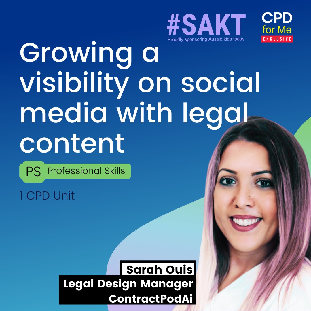 CPD_LIVE's tweet photo. WATCH NOW 2022 LAWYERS CPD 24/7 on any device | Growing a visibility on social media with legal content with Sarah Ouis @lawbuthow | Professional Skills >> https://t.co/w8rChZz6Wo

Published exclusively by @CPDforMe, sponsoring Aussie kids today. https://t.co/fIZbBmoZ8F