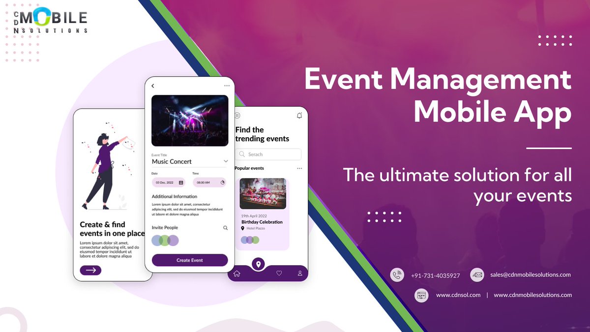 cdnmobilesoln's tweet photo. Do you know behind each event there is enormous difficult work by the event organizers? To make an event fruitful, you need to track down an ideal venue, make an arrangement, and get sponsors. Hence CDN offers best-in-class #EventManagementApps
https://t.co/kFM9Upv6Tl #Management https://t.co/7jGklO30Ds