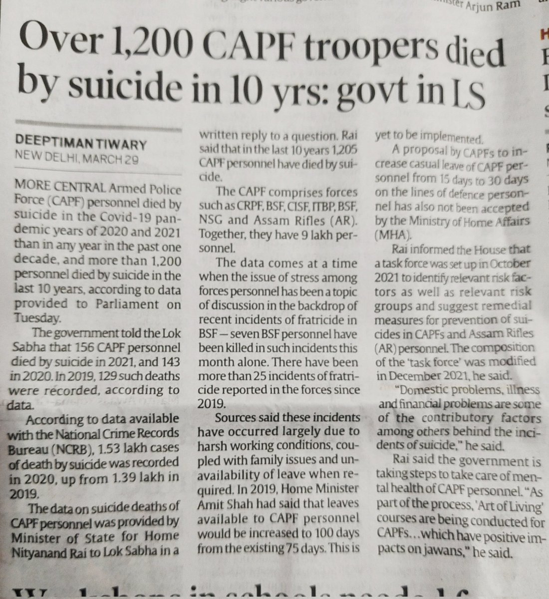 ClWilfred's tweet image. सीआरपीएफ: तीन-चार माह बाद सेवानिवृत्त हो जाएंगे दर्जनभर कैडर डीआईजी, डीपीसी की मंज़ूरी के बावजूद नहीं बने आईजी
#CAPF 
#HugeStagnation
#PracticalSuggestions
#KuchToKaro
@HMOIndia 
@PIBHomeAffairs