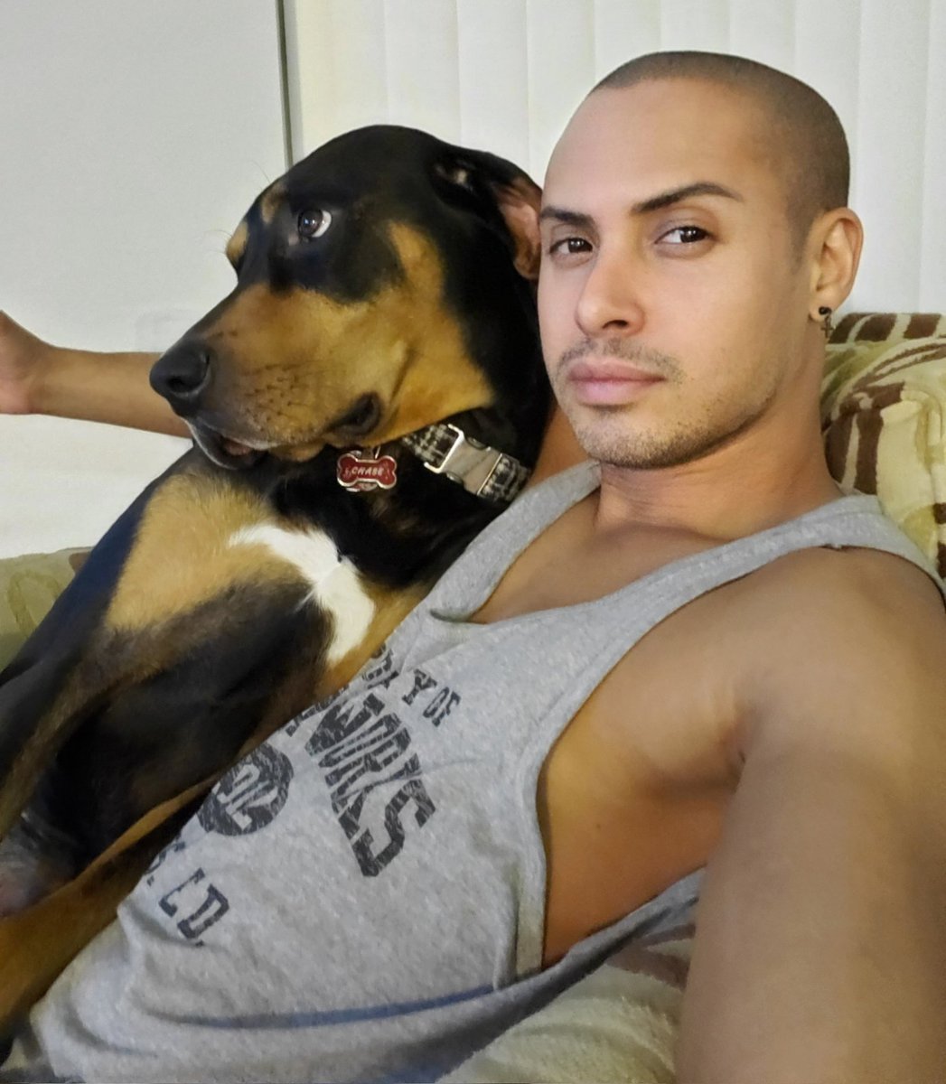 NayshaLopez's tweet photo. This one loves to be cuddled up with his Dad watching TV ❤ ..... SMH #dogdad #mansbestfriend🐶 #soneedy #attachedtomyhip #love #doberdane #Chase https://t.co/wz5xWieLdC