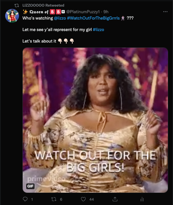 This made my day... @lizzo retweeted my post about #WatchOutForTheBigGrrrls 

Holy shit! https://t.c