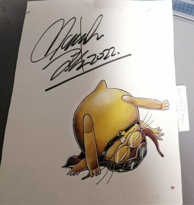 昨日落札されたイラストにご希望によりサイン入れてます。 