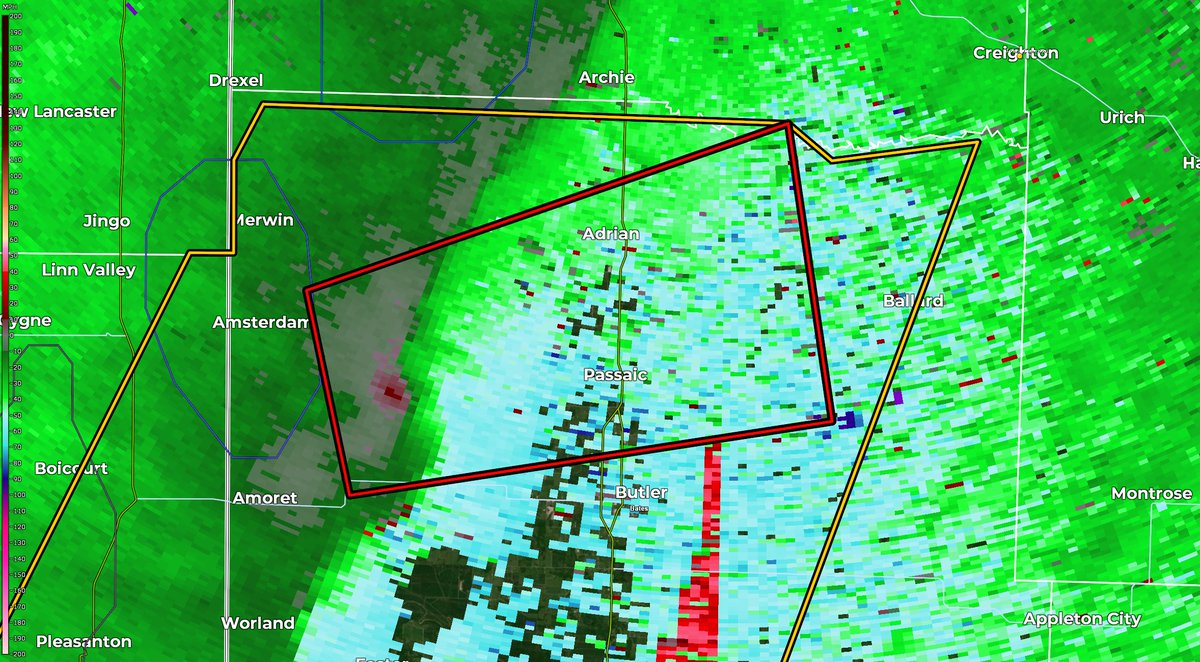 Tornado Warning for Northern Bates County, MO until 12am CDT. Take cover now! #mowx #tornado