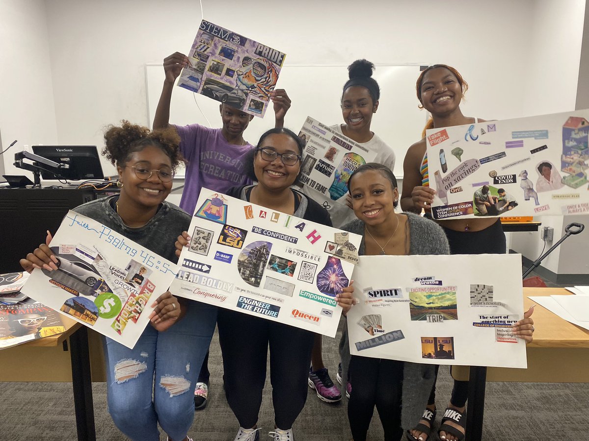 cbwe_lsu's tweet photo. Vision Board Reveal at 💥Empower Hour💥 

Thank you to everyone who showed up! It was a blast ✨ #cbwe #lsu #blacklsu #WomenInSTEM #blackengineers #nsbe https://t.co/aCwgQFok49