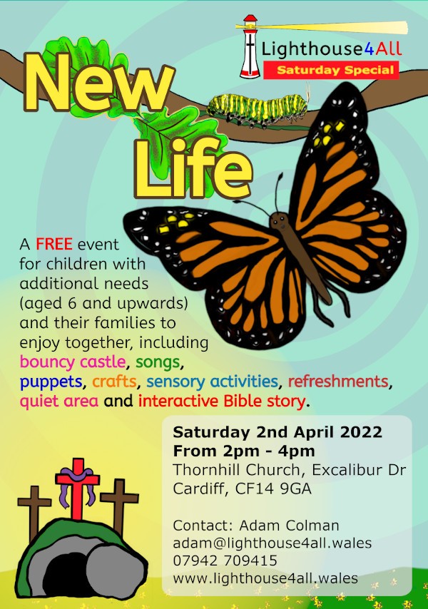 Nothing to do in #cardiff, Sat with Children? Why not come to our #easterevent at Thornhill church, our #additionalneeds Group, Cardiff? 2nd April:2-4pm. Story &amp; #crafts. Contact Adam Colman more info. 07942 709415.adam@lighthouse4all.wales lighthouse4all.wales  My art in pic.