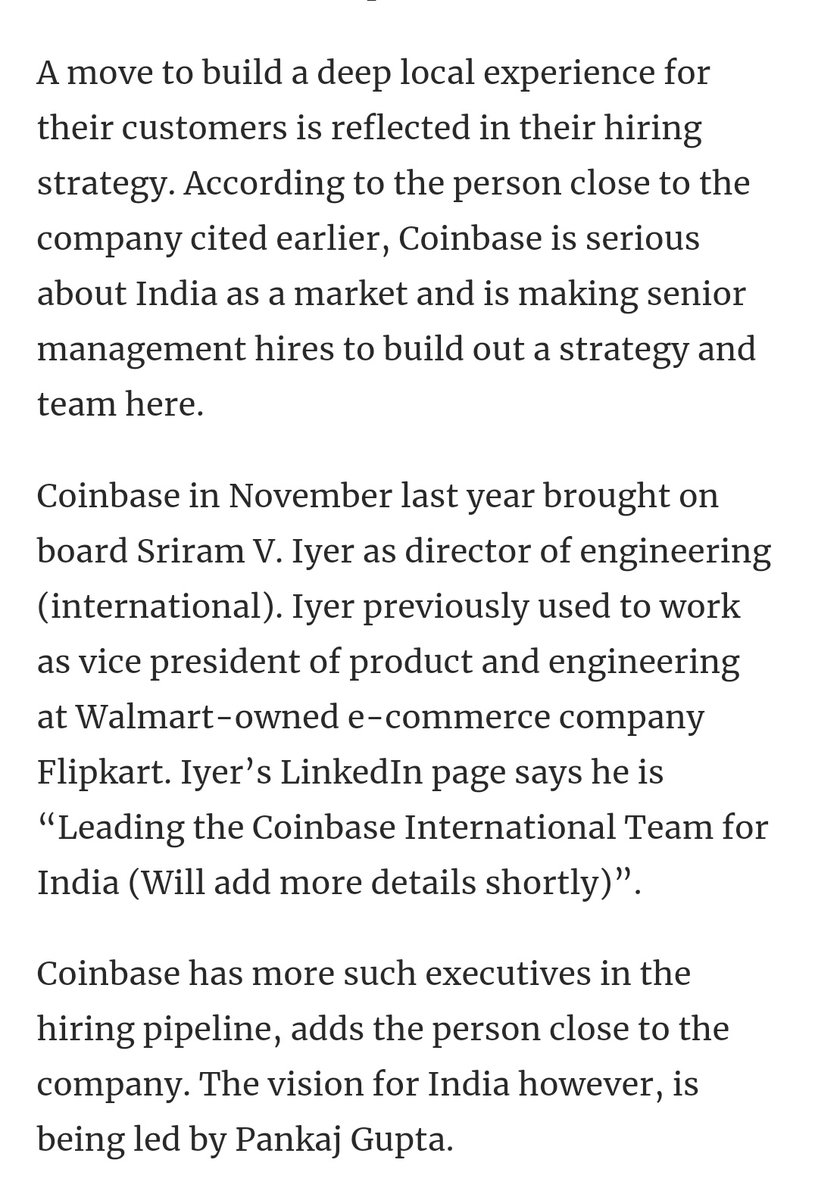 akxnksha's tweet photo. Who does Coinbase have their eye on 👀 
Apparently key executives in India's web2 ecosystem. In @MorningContext today. Pay to read: https://t.co/CunVo24iQV