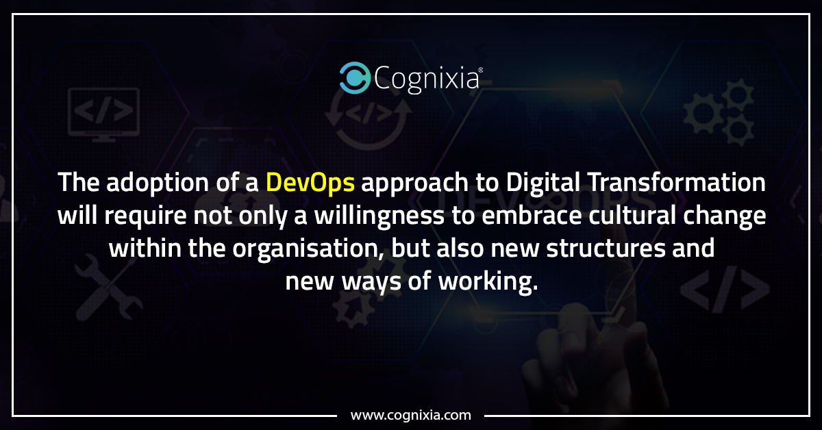Cognixia's tweet image. Taking the DevOps approach to achieve digital transformation goals takes more than just developing a strategy. The entire organization needs to prepare for change.
#devops #coding #digitaltransformation #goals #strategy #cognixia #learnwithcognixia #changemanagement #technology