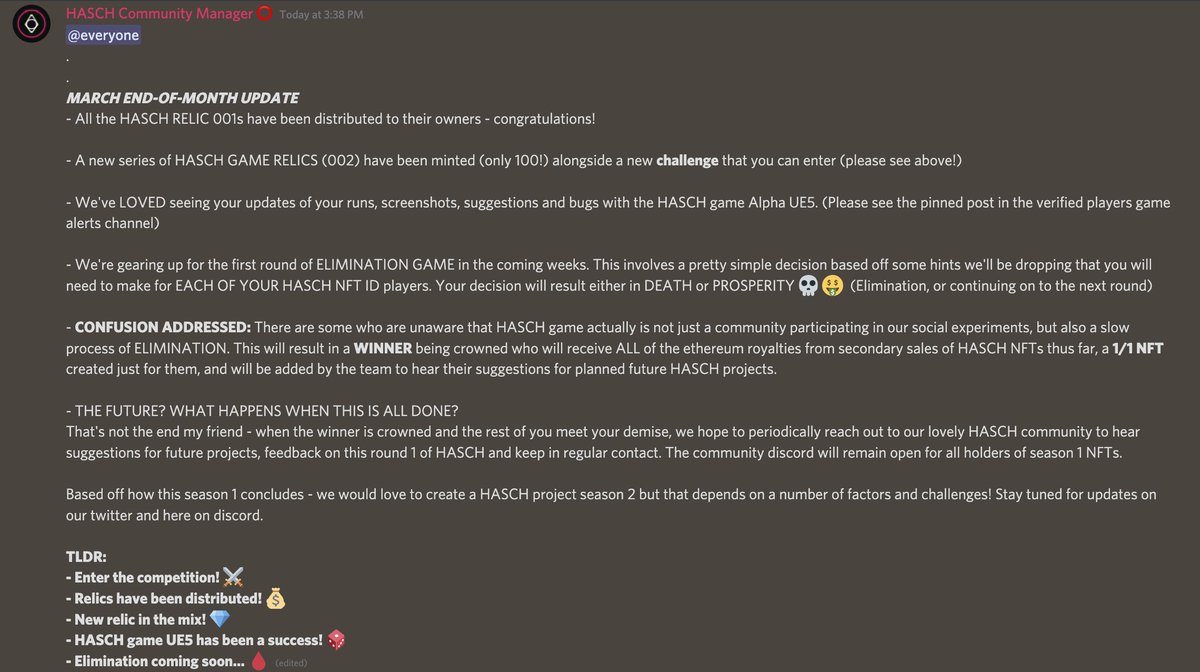 HASCHPROJECT's tweet photo. X-POST from our official discord. End-of-month project update ⭕️ https://t.co/EVqM15hIYY