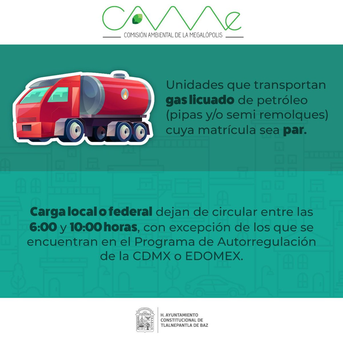 Debido a que se activó la fase 1 por la alta concentración de ozono en la Zona Metropolitana del Valle de México, mañana aplicará el doble #HoyNoCircula. 

#TlalnepantlaDeBaz