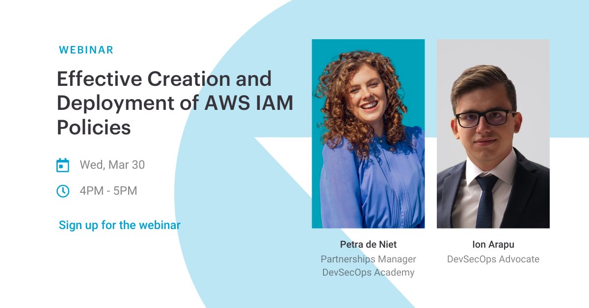 everable_'s tweet image. Today at 4 PM Petra and Ion will give the webinar "Effective Creation and Deployment of AWS IAM Policies": hubs.la/Q014FDTb0.
#DevOps #DevSecOps