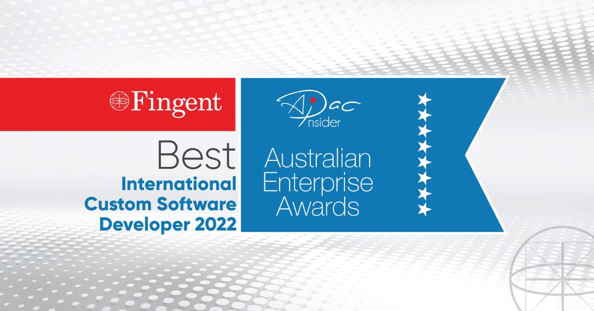 Fingent's tweet image. #Fingent is honored to receive the Best International #CustomSoftwareDeveloper Award at the APAC Insider #AustralianEnterpriseAwards2022!
A big thank you to our customers for trusting our team to deliver quality service.
#Softwarecompany #softwaredevelopment #softwaresolutions