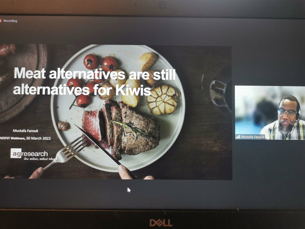 FiWindle's tweet photo. Tuning in this evening to #NZIFST webinar by Mustafa Farouk of @AgResearchNEWS on consumer trends around alternative 'meat' products https://t.co/qdWxlwrmEb