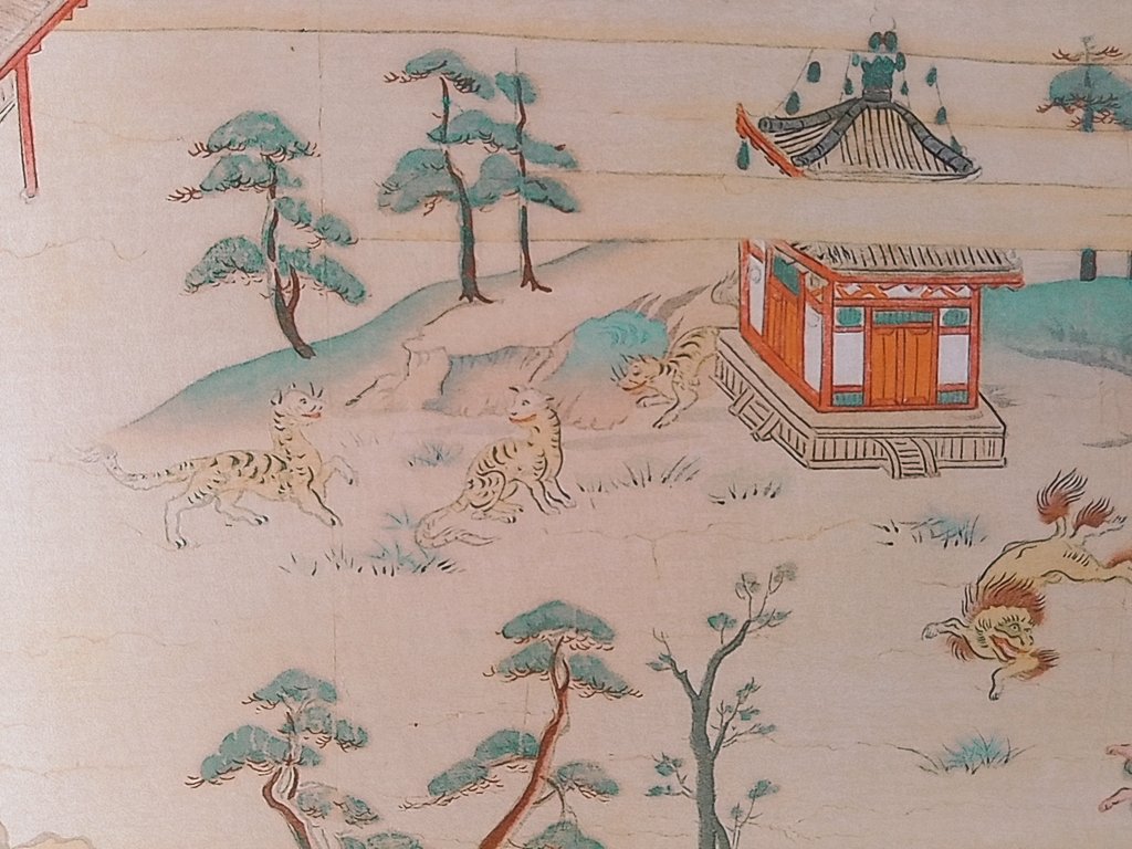 おきにの絵(法華経絵巻の複製版画、明治時代)を表装教室通って表装した🙌 