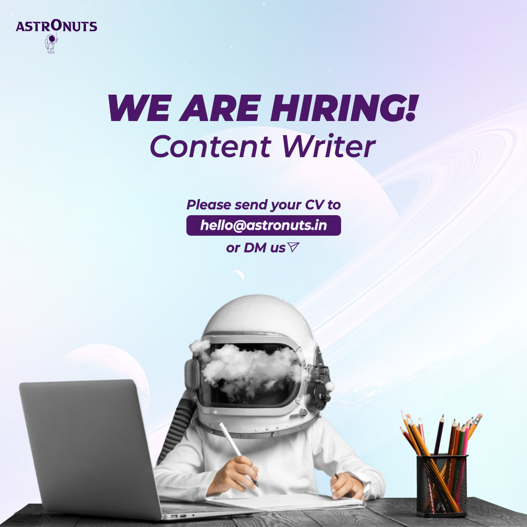 Astronuts_in's tweet photo. Can you create content that is 'out of this world'?
Get on board with Astronuts! And launch your content Astro level!
Send your CVs at hello@astronuts.in

#contentwriter #contentwriters #contentwriterjobs #contentwriterlife #contentwritersindia #AstronutsCreativeLab https://t.co/UKoufVEE6t