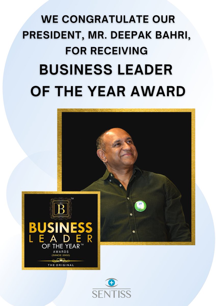 sentisspharma's tweet photo. We congratulate our President Mr. Deepak Bahri on receiving Business Leader of The Year Award 💐
#leadershipqualities #mesentiss #greatplacetowork #leader #business https://t.co/LRDJ95Ik3o