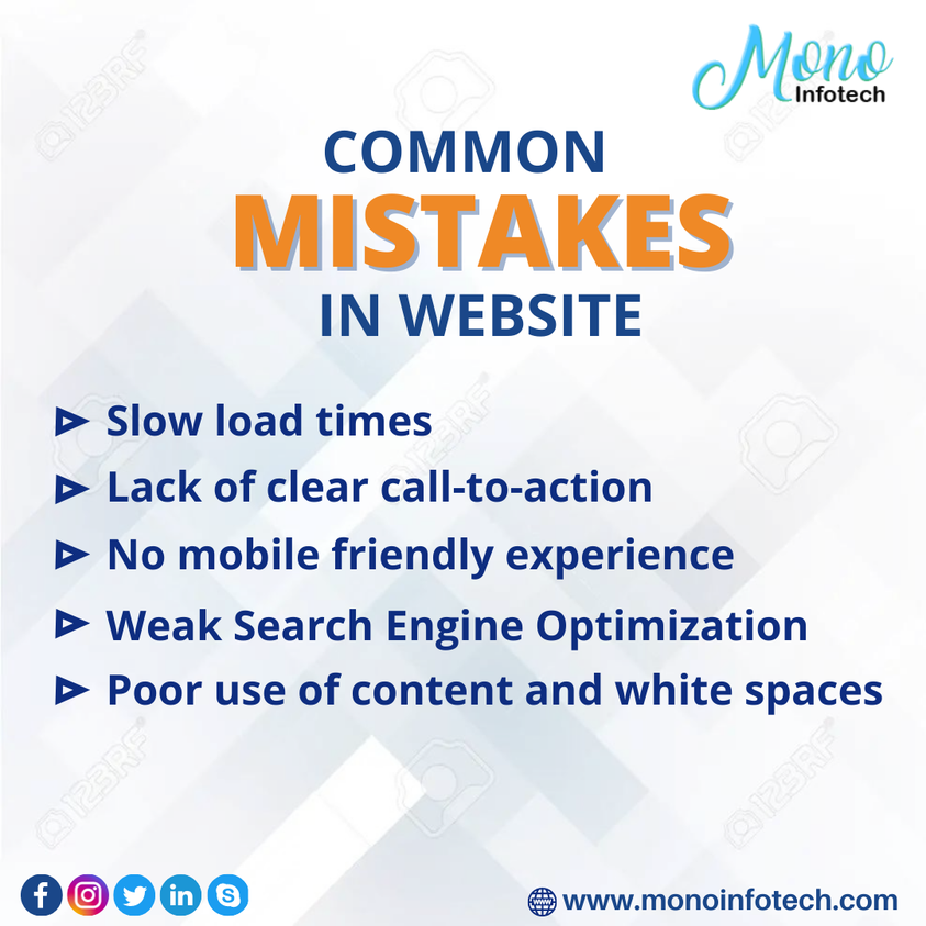 Common Mistakes in Website.
#digitalmarketing #websitedesign #webdevelopment #monoinfotech #development #seo 
#marketing #marketingquote #onlinemarketing #onlinemarketingquote #socialmedia
