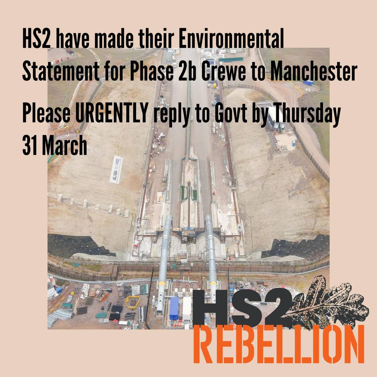 Hs2Rebellion's tweet photo. HS2 have made their #EnvironmentalStatement for #Phase2b Crewe to Manchester
Please URGENTLY respond to Govt by Thursday 31 March
Everyone in the UK can object - wherever you live!
❤MCR:StopHS2
#StopHS2Ecocide
#HS2HereComesChaos
1st reply link:
1/2
https://t.co/kgHoneYApR https://t.co/5bf9UdTJ3G