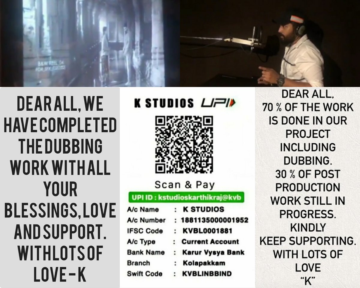 karthikfan21's tweet photo. Last req to K fans ungalala mudinja amount ah March 31st kula send pannunge. Also watch our AP TALE TIME YT chnl videos with ads. Pls Keep Contributing &amp; Supporting K Studios till end of this project.#karthikraj #kstudios #supportkarthikraj #supportkstudios #westandwithkarthikraj https://t.co/mvqxpJLoOR