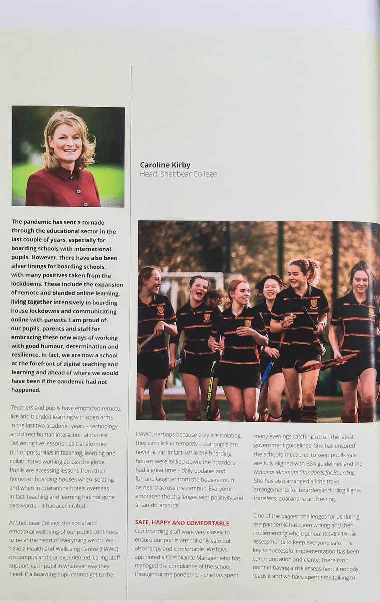ShebbearCollege's tweet photo. An interesting article on 'Boarding lessons from Covid' in the @UKBSA Guide & Service Parents Guide featuring Mrs Kirby & our lessons from Shebbear. @BSAboarding #boardingschool #devonboardingschool #pastoralcare #iloveboarding #lessonsfromcovid #forces #services #forcesfamilies https://t.co/uMrtYmftvk