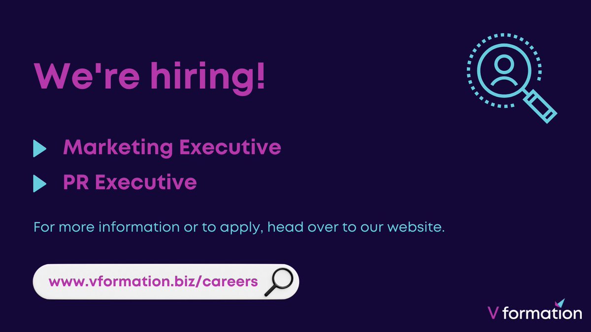 VFormationLtd's tweet photo. We're #hiring! 📣

We're super excited to announce that we have two fabulous roles available at V Formation, due to continuing growth and expansion ✨

To find out more or to submit an application, head over to our website👇

https://t.co/ulSAEbWWyD

#recruitment #growth #vacancy https://t.co/Jw5S50sHCU