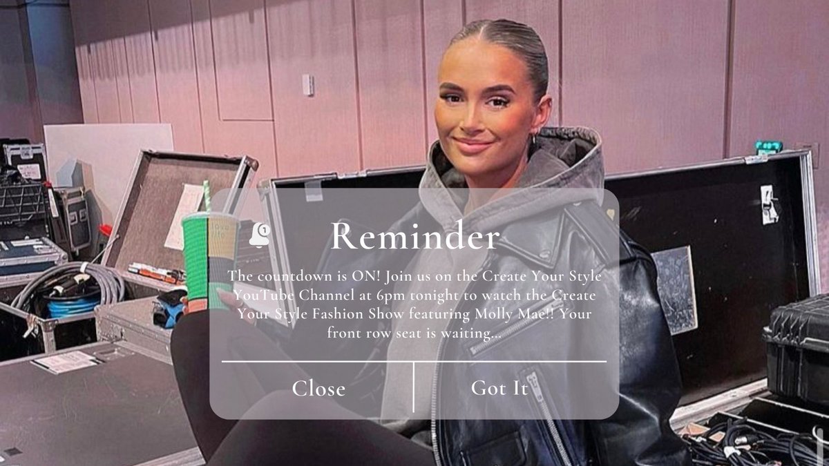 C_YourStyle_ie's tweet photo. The wait is over!🔥 Don't forget to head over to #Createyourstyle YouTube channel at 6pm GMT to watch the fashion show live from your front row seat! ⭐ #Fashionshow #Mollymae #Irishbrand #clothing #TUSCiara #fashionista https://t.co/8KYVQfjFtK