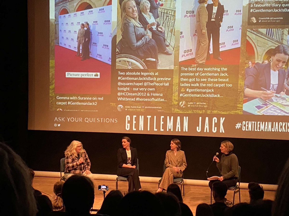 EmElizabeth56's tweet photo. Last night, me and my partner were lucky to get tickets to go and see the “Gentleman Jack” series 2 premiere. With a live Q and A ft suranne jones, Gemma Whelan, Sally Wainwright. What a beautiful series it’s going to be. 🎩#GentlemanJackIsBack https://t.co/nDzHHRyTgb