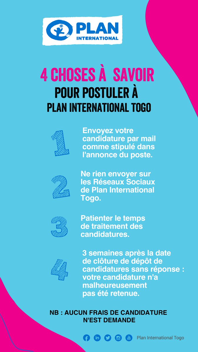 PlanIntTogo's tweet photo. 𝟰 𝗰𝗵𝗼𝘀𝗲𝘀 𝗮̀ 𝘀𝗮𝘃𝗼𝗶𝗿 𝗽𝗼𝘂𝗿 𝗽𝗼𝘀𝘁𝘂𝗹𝗲𝗿 𝗮̀ 𝗣𝗹𝗮𝗻 𝗜𝗻𝘁𝗲𝗿𝗻𝗮𝘁𝗶𝗼𝗻𝗮𝗹 𝗧𝗼𝗴𝗼
Nous partageons avec vous des informations afin de mieux savoir comment orienter vos candidatures.
#Recrutement #Astuces #PlanInternationalTogo #TgTwittos #Job228 https://t.co/VeqmZRzdw0