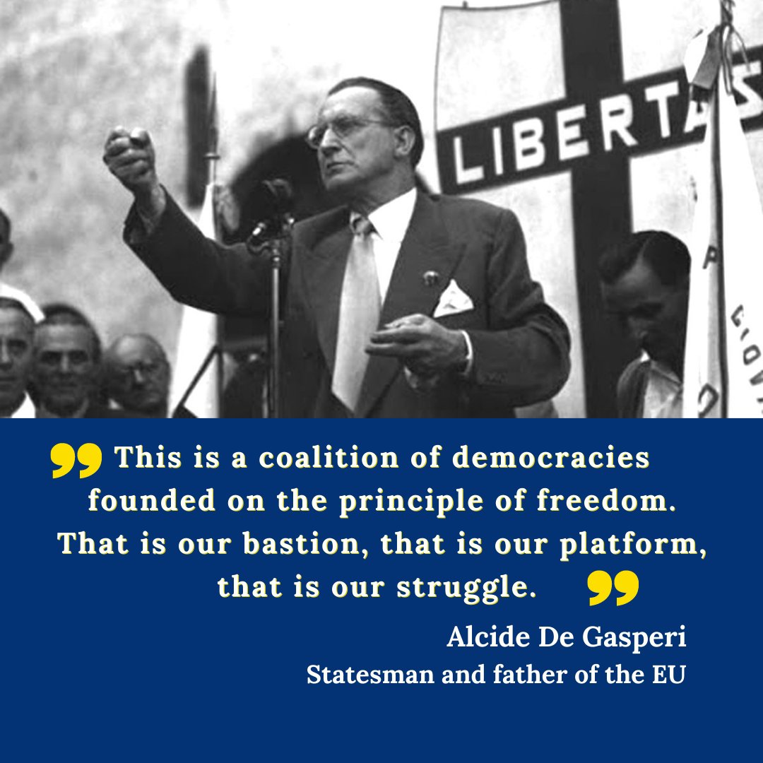EuropeSteps's tweet photo. Like every #Wednesday, we remember one of the founding father of the ##EU. On 15 March 1952, with these words, Alcide De Gasperi, then Prime Minister of Italy, concluded his speech urging the Italian Senate to ratify the #ECSCTreaty.
#s4e #eudigital #eucommunication #eu #brussels https://t.co/Z4WeVV3gHE