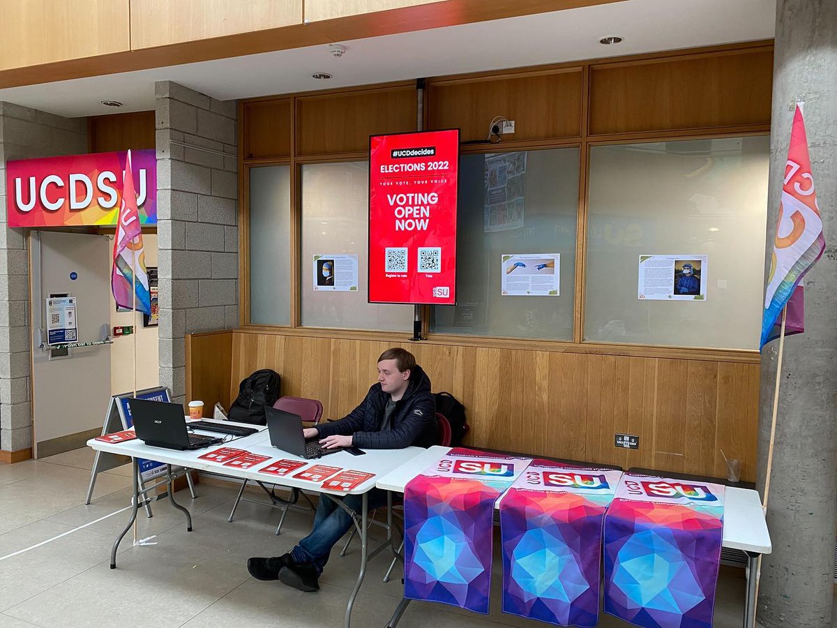 UCDSU's tweet photo. 🚨 VOTE NOW // UCDSU Elections 2022

Students can register AND vote at the same time, at these locations.

▶️ In the old student enter beside the SU reception
▶️ Just in on the right as you walk through the @UCDLibrary doors
 
#ucdsu #students #studentlife #ucddecides https://t.co/YAVoREGiUm