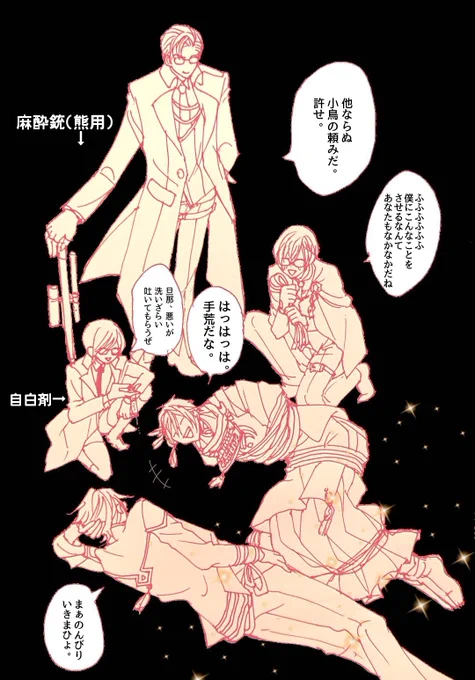 審神者より三日月に不審な動きがあればどんな手を使ってでも捕らえろとの命を受けていた黒手袋眼鏡組 