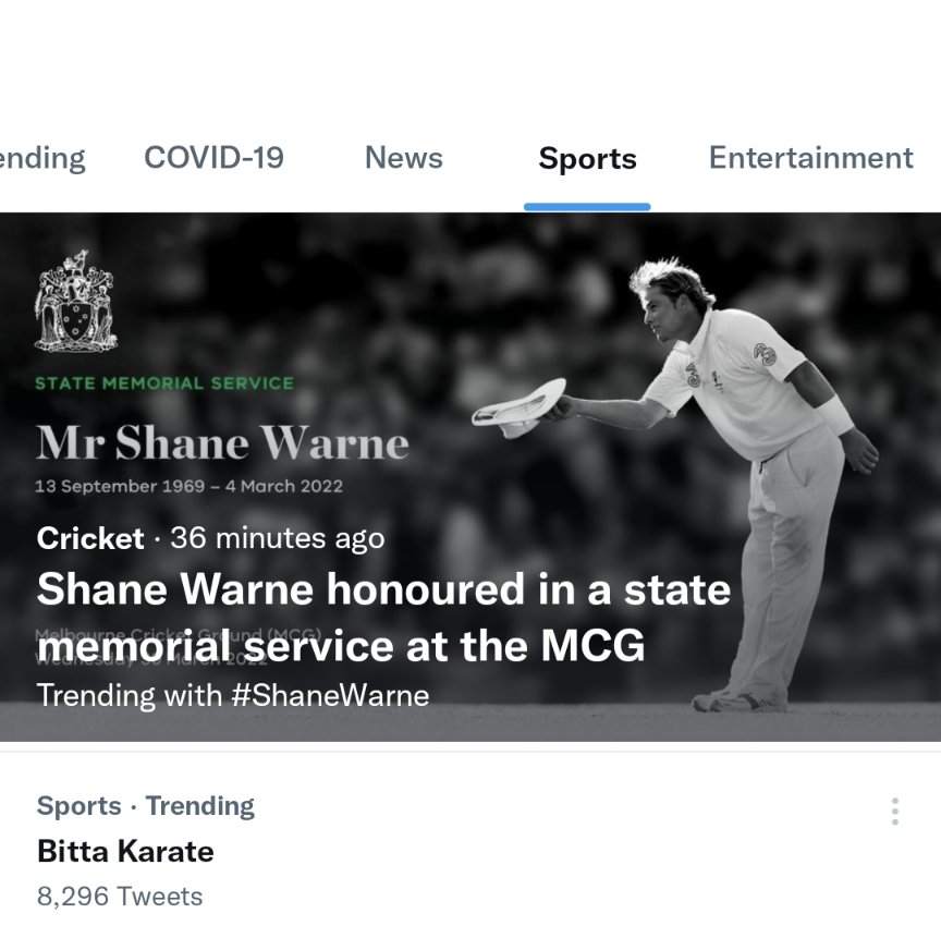 #twitter algorithm gone for a toss. #BittaKarate trending in #sports