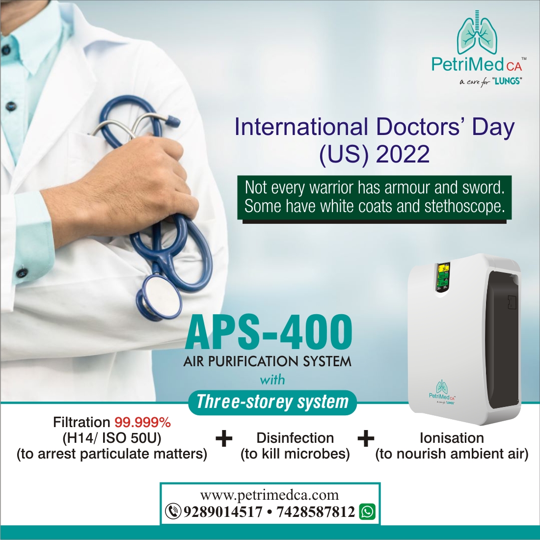 PetrimedCA's tweet photo. Let’s say “Thank You” to the doctors who have saved lives or made life easier for many throughout the pandemic. 
#petrimedca #healthcare #DoctorsDay #internationaldoctorsday #doctorsday2022   #healthcareproducts #airpurificationsystem #airpurifiers #petrimedcaproducts #healthyair https://t.co/JFNNdPCsVY