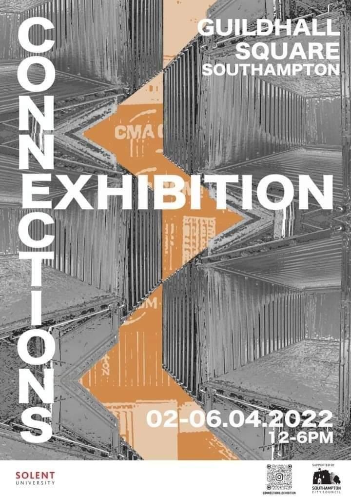 SotonForward's tweet photo. A new exhibition created by Fine Art students from Solent University will launch in Guildhall Square on Sat 2nd April, until Wed 6th April 2022. ‘Connections’, will be exhibited in re-purposed shipping containers, with visitors invited to walk around and get close to the art!🎨 https://t.co/vL2rBIdQAh