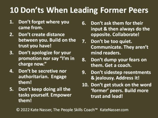 10 Do's &amp; Don'ts When Leading Former Peers!  katenasser.com/lead-former-pe… via <a href="/KateNasser/">Kate Nasser</a> 

#LeadershipDevelopment #LeadMorale #PeopleSkills #Respect #Trust #NewLeaders #Morale