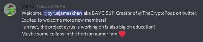 GamerPunks_NFT's tweet photo. Welcome to the den BAYC 5611 aka @cyrusjameskhan ! 

Check out @TheCryptoPodz by this awesome guy, a project that already has a working game and one of the main visions is education just like us!

Long term vision, and a true builder behind the project. Definitely GMI. https://t.co/Ze9BQwx9Rl