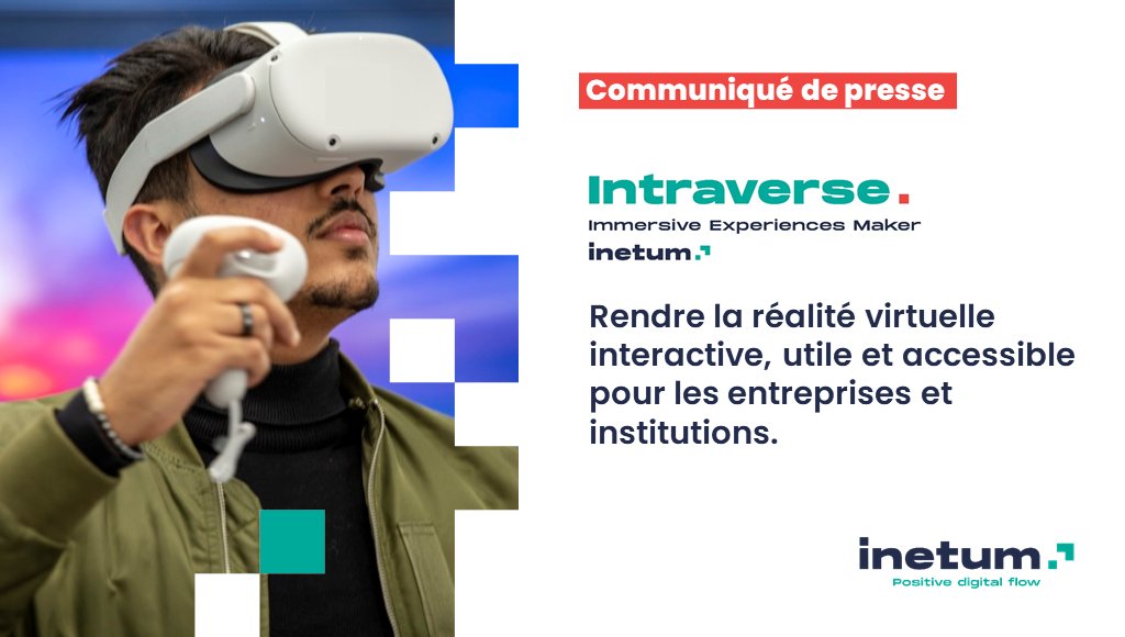 inetum_fra's tweet photo. [#Presse] Inetum affirme sa présence dans le domaine de la réalité virtuelle avec sa plateforme 𝐈𝐧𝐭𝐫𝐚𝐯𝐞𝐫𝐬𝐞, pour rendre la réalité virtuelle interactive, utile et accessible pour les entreprises et institutions.

Pour en savoir plus 👉 https://t.co/IwPGpjp02A https://t.co/vBvKACFR2e