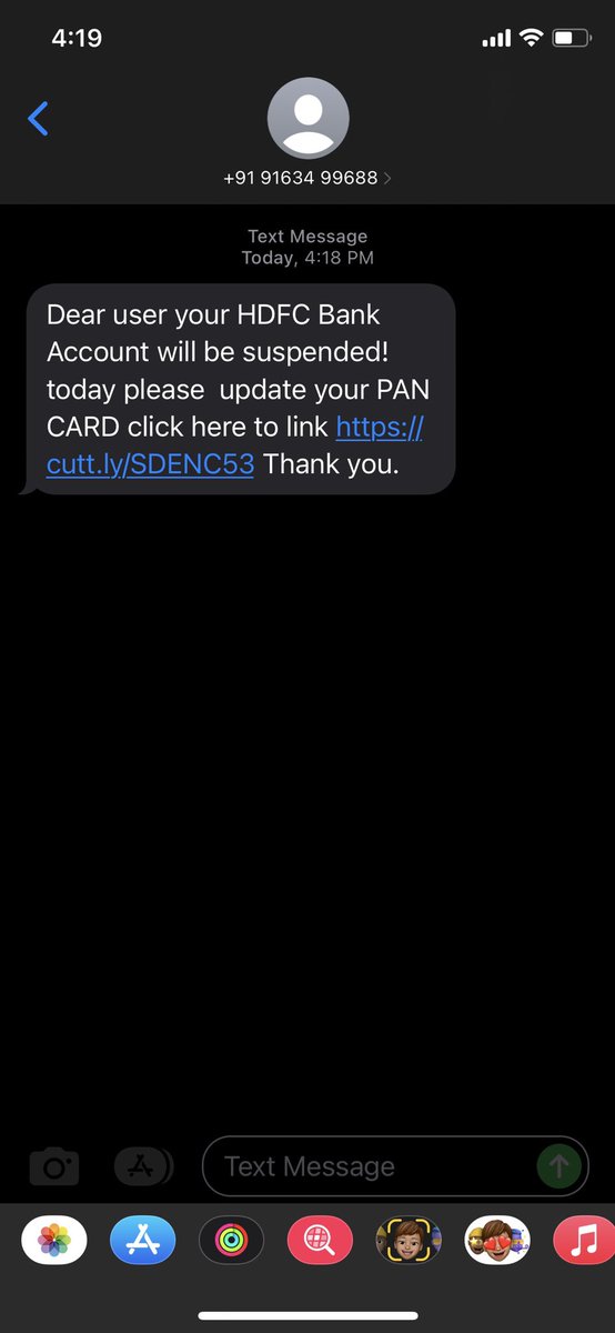 raushiyer's tweet photo. @MahaCyber1 I just got this message and it looks fraudulent - just wanted pass it along. I don’t know if something can be done for it 😟 https://t.co/kD6O28RDFA